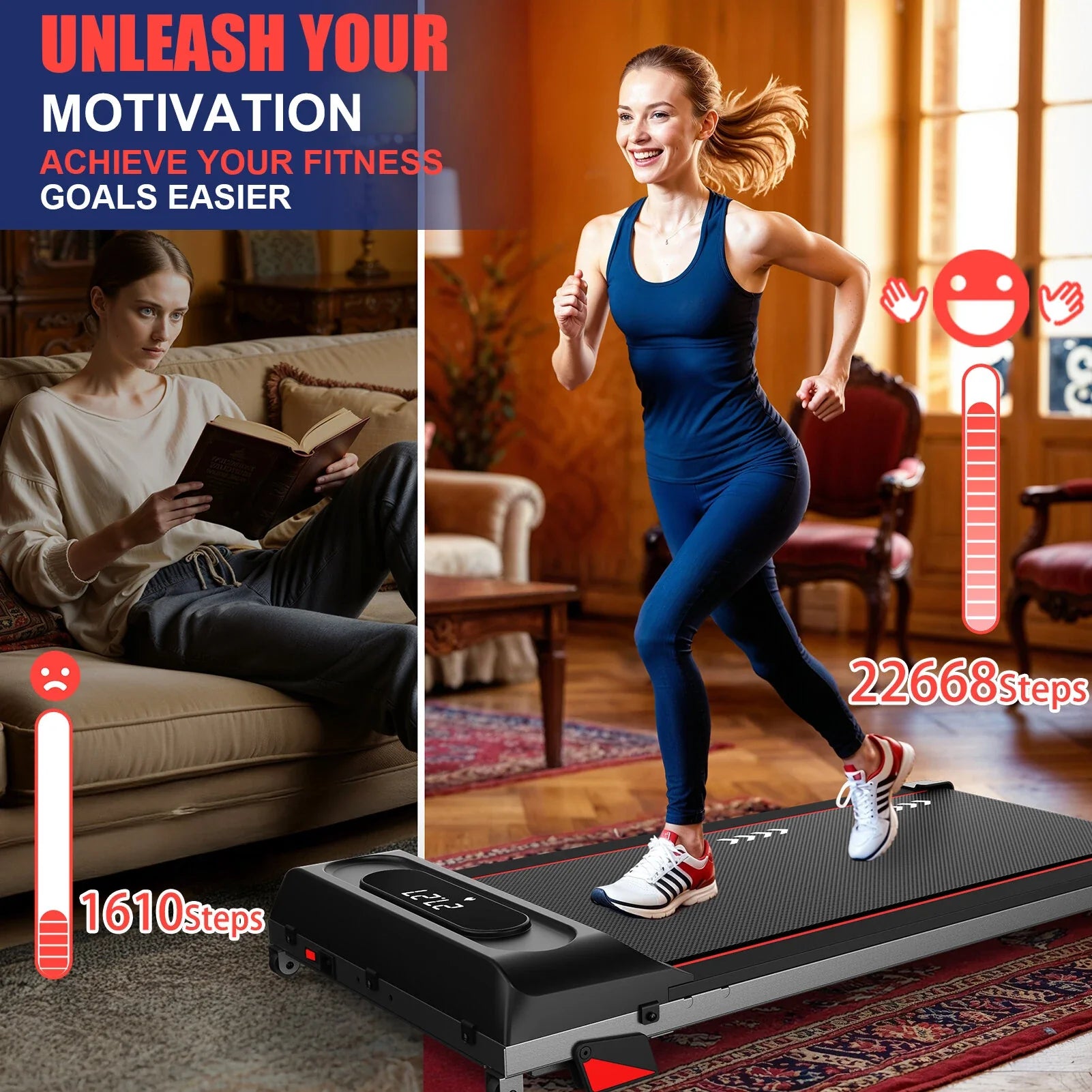 3-in-1 Walking Vibration Pad – Portable Under Desk Treadmill with 4 Vibration Modes