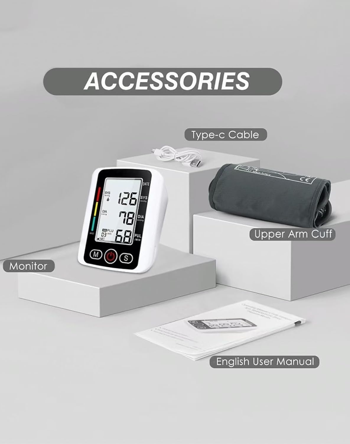 Digital Blood Pressure Monitor for Upper Arm – Automatic BP & Pulse Meter with Voice Function