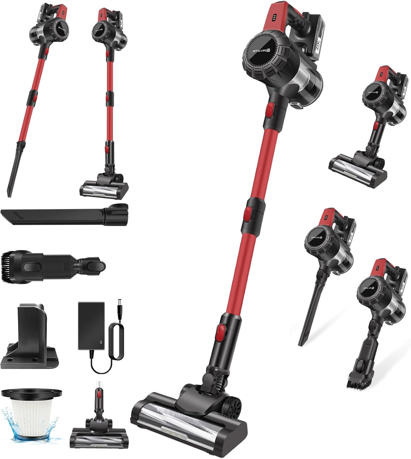 Cordless 8-in-1 Stick Vacuum Cleaner – Powerful 15000Pa Handheld Vacuum with LED Light