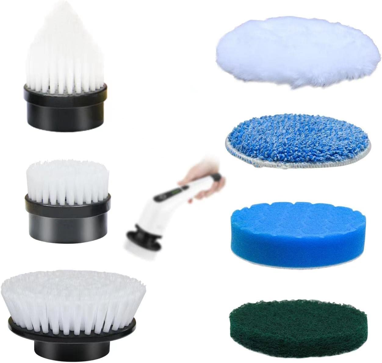 Cordless Electric Bathroom Scrubber with 8 Brush Heads – Long Handle Dual-Speed Cleaning Brush