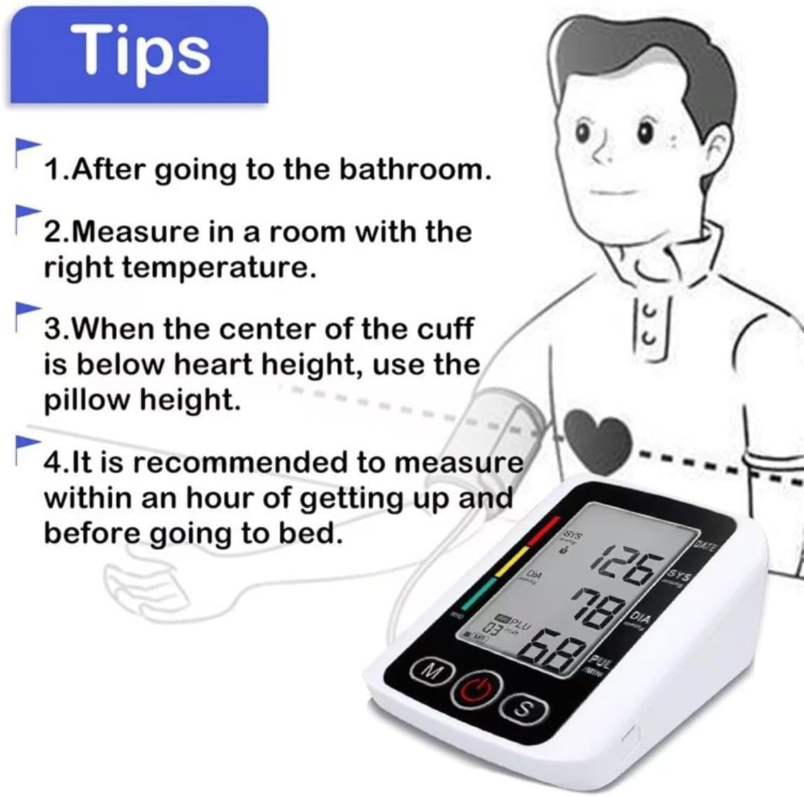 Digital Blood Pressure Monitor for Upper Arm – Automatic BP & Pulse Meter with Voice Function