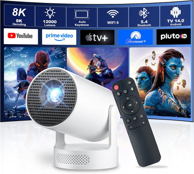 Portable WiFi 6 Projector with Wireless Casting for iOS & Android