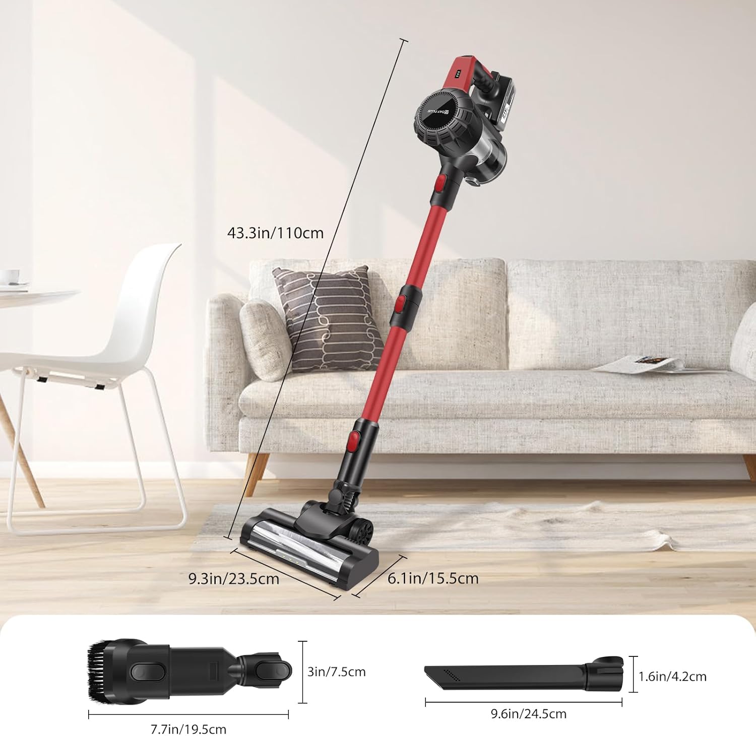 Cordless 8-in-1 Stick Vacuum Cleaner – Powerful 15000Pa Handheld Vacuum with LED Light