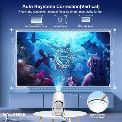 Portable WiFi 6 Projector with Wireless Casting for iOS & Android