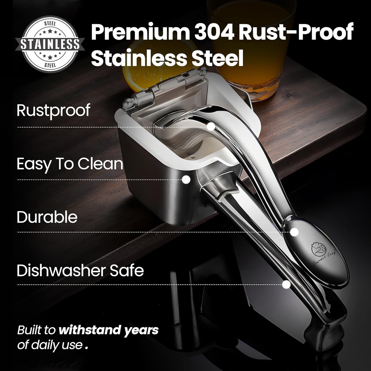 Stainless Steel Citrus Juicer – Heavy-Duty Manual Lemon & Orange Squeezer