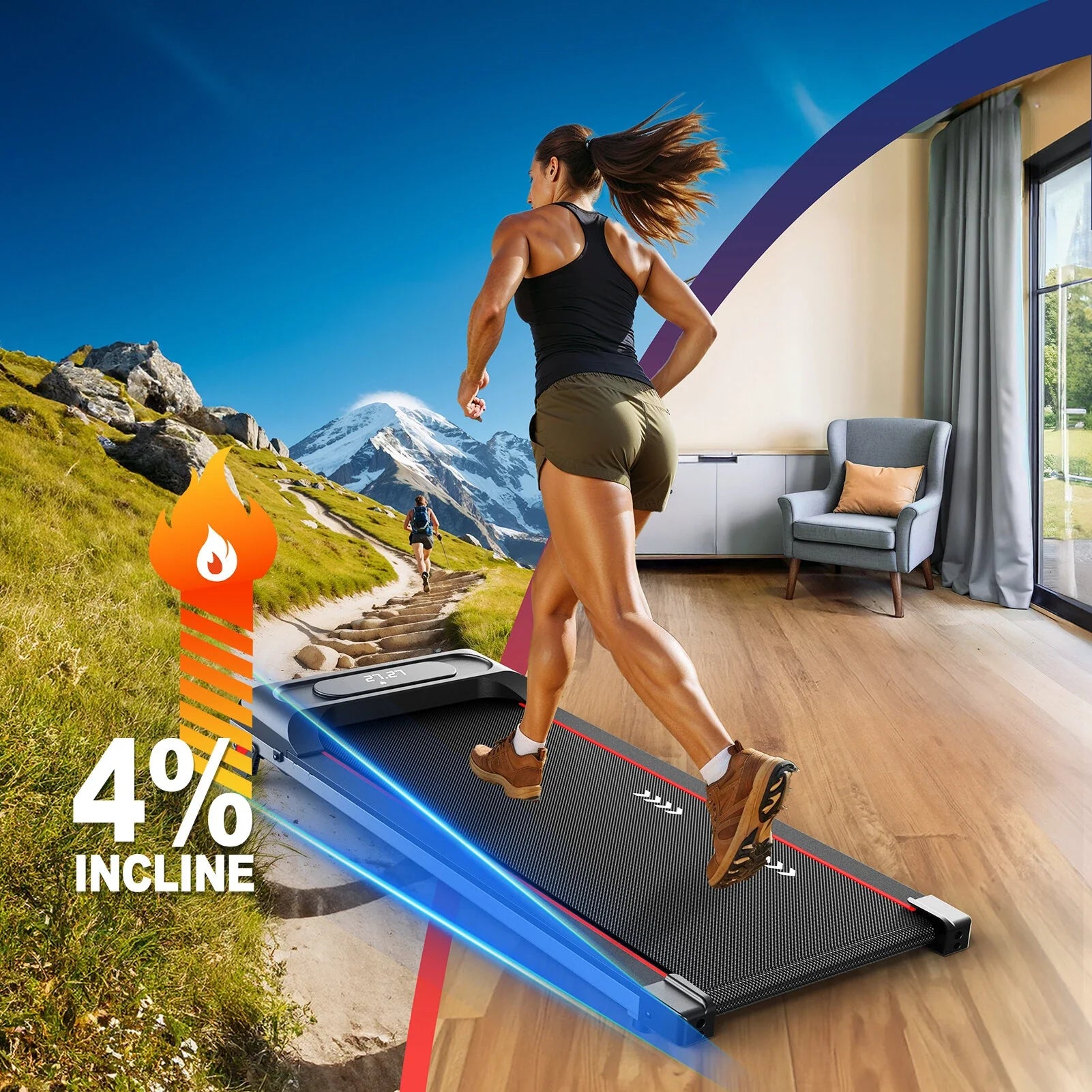 3-in-1 Walking Vibration Pad – Portable Under Desk Treadmill with 4 Vibration Modes