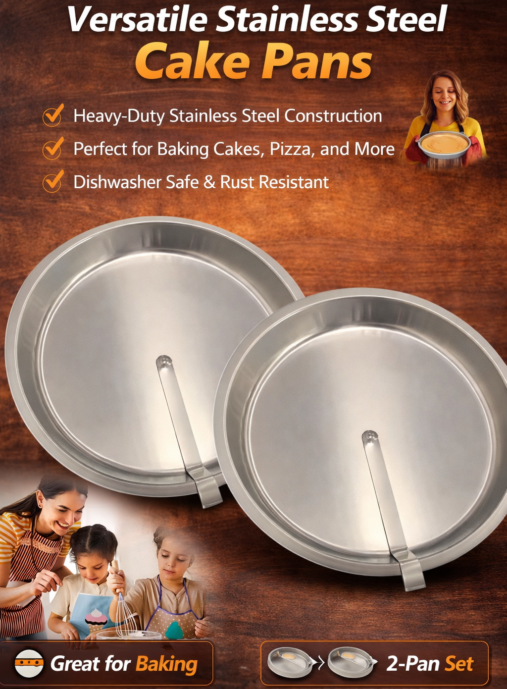 Stainless Steel Round Cake Pan – Food-Grade Baking Mold