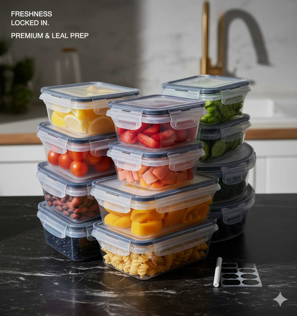 12-Piece Sealed Food Storage Boxes for Kitchen & Refrigerator