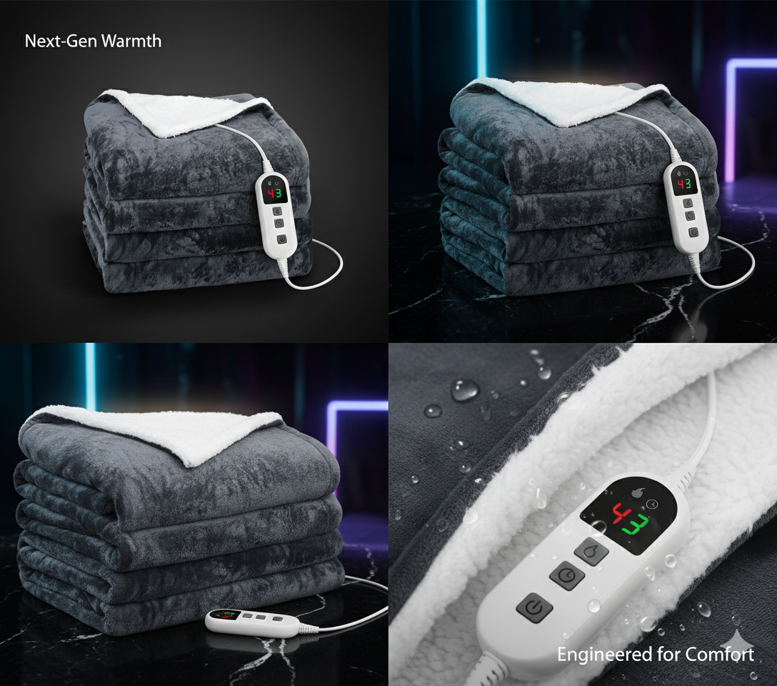 USB Heated Wearable Blanket – 3-Level Heating Coral Velvet Shawl