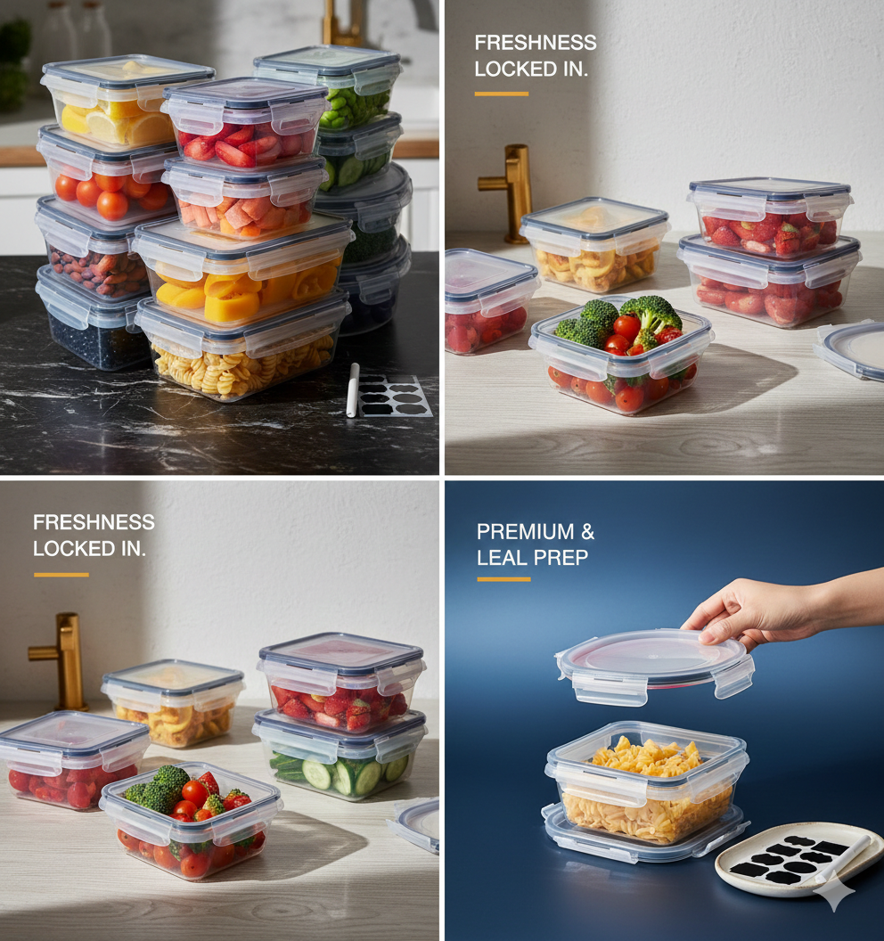 12-Piece Sealed Food Storage Boxes for Kitchen & Refrigerator