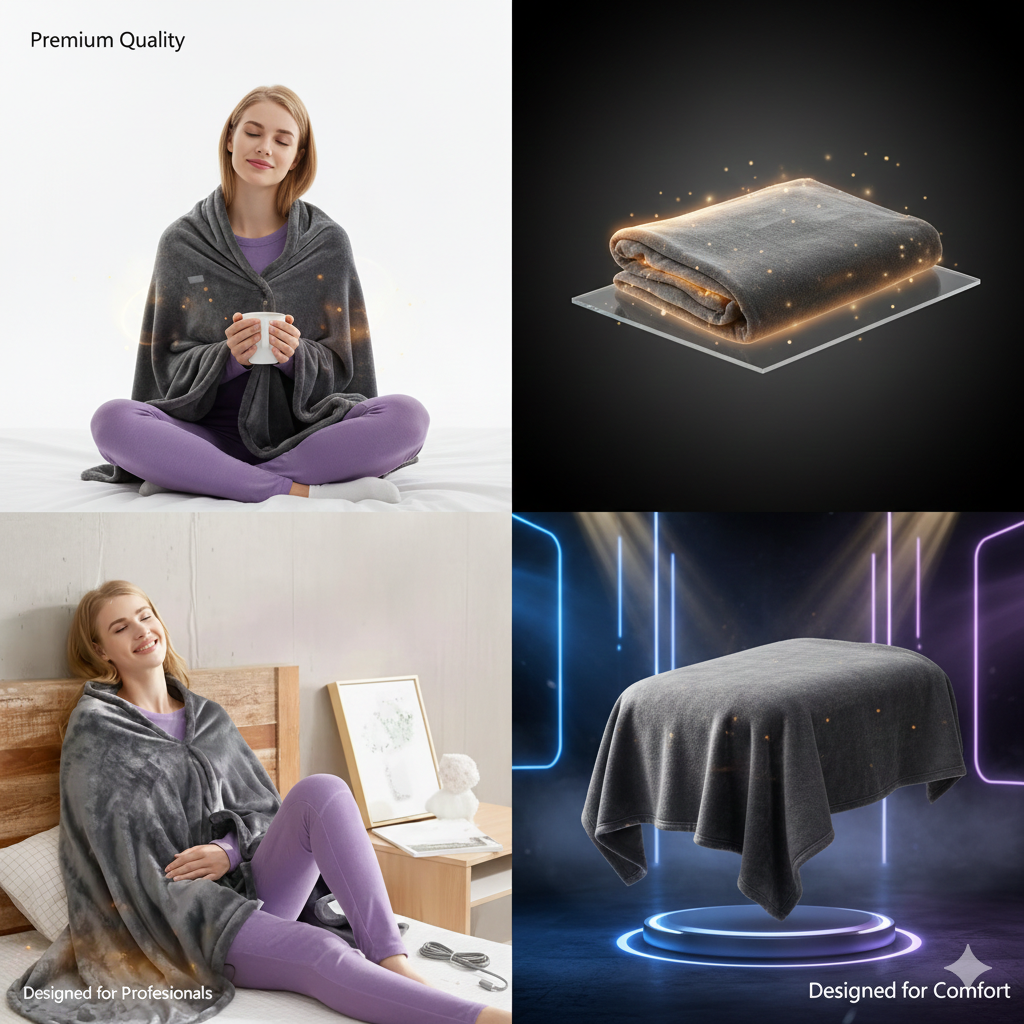 USB Heated Wearable Blanket – 3-Level Heating Coral Velvet Shawl