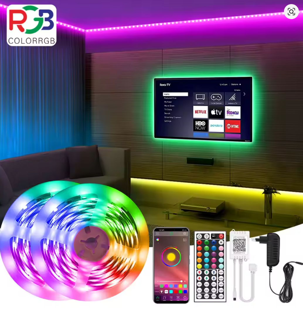 LED Strip Light RGB 5050 Music Sync Color Changing 30LEDS PER M, App Controlled LED Lights 5M 10M 15M DC12V Flexible