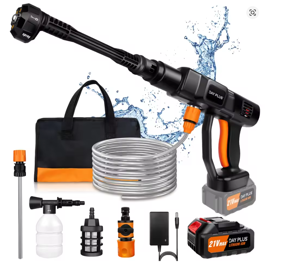 Portable Cordless Pressure Washer with 4.0Ah Battery & 6-in-1 Nozzle