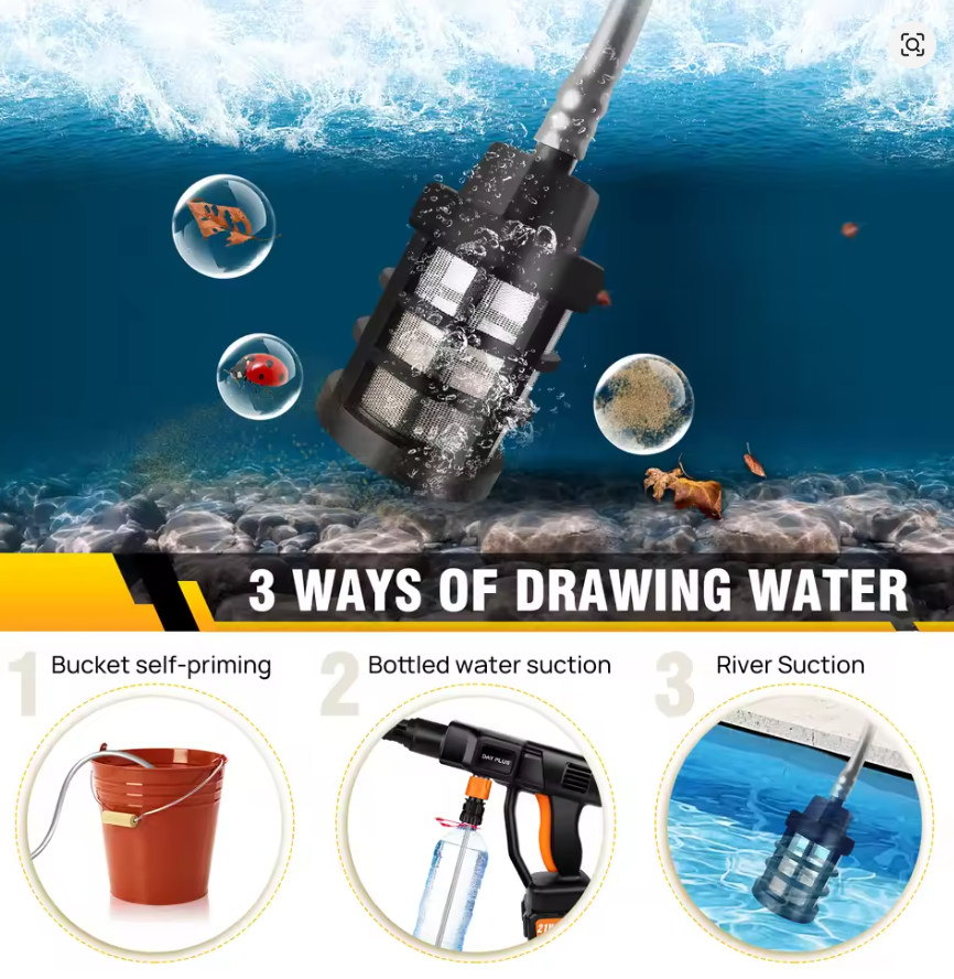 Portable Cordless Pressure Washer with 4.0Ah Battery & 6-in-1 Nozzle