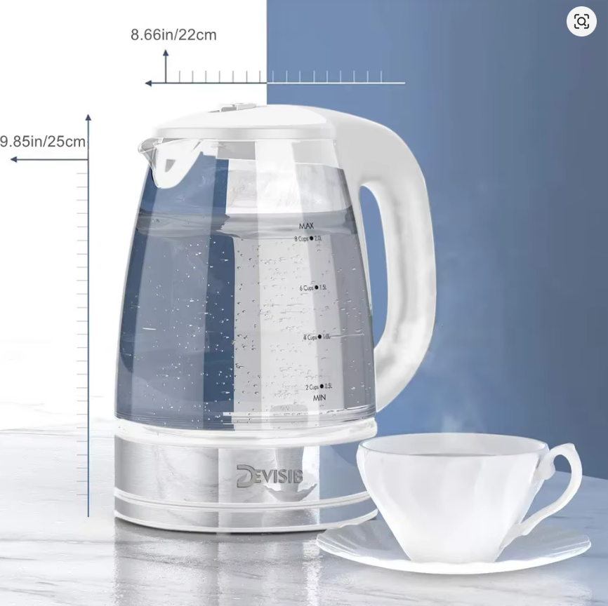 Stainless Steel Electric Kettle – 1.8L Double-Layer Design with LED Light