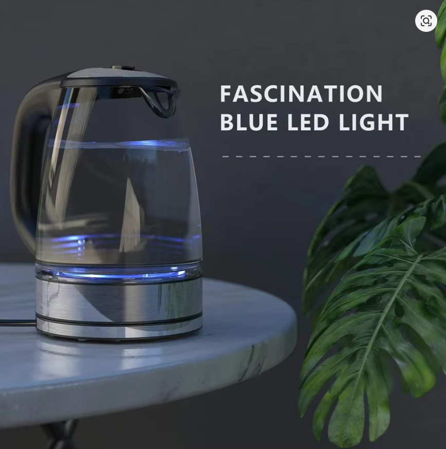 Stainless Steel Electric Kettle – 1.8L Double-Layer Design with LED Light