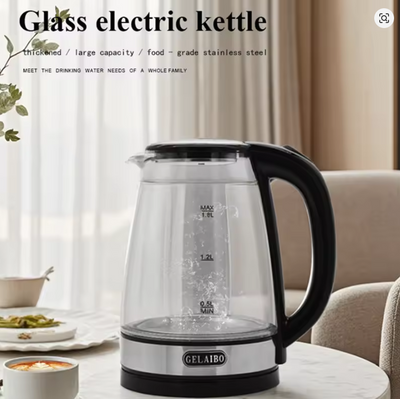 Stainless Steel Electric Kettle – 1.8L Double-Layer Design with LED Light