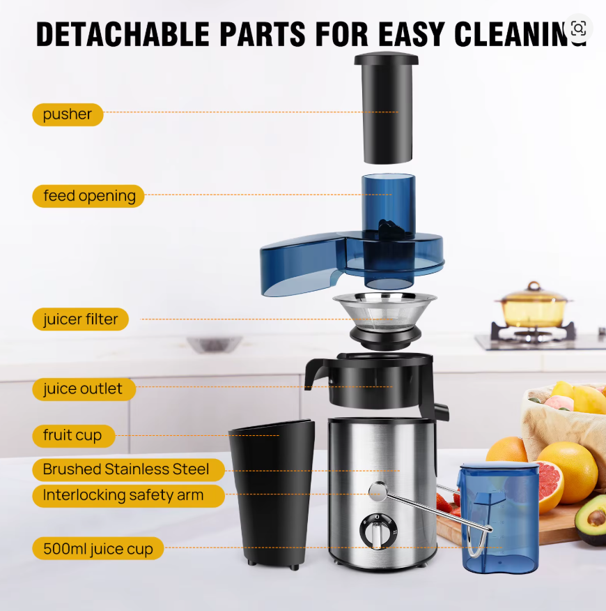 2-Speed Juicer Machine with Wide Feed Chute – 500ml Capacity