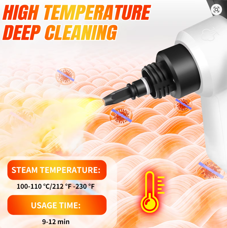 High-Pressure Steam Cleaner with 9-Piece Accessory Kit