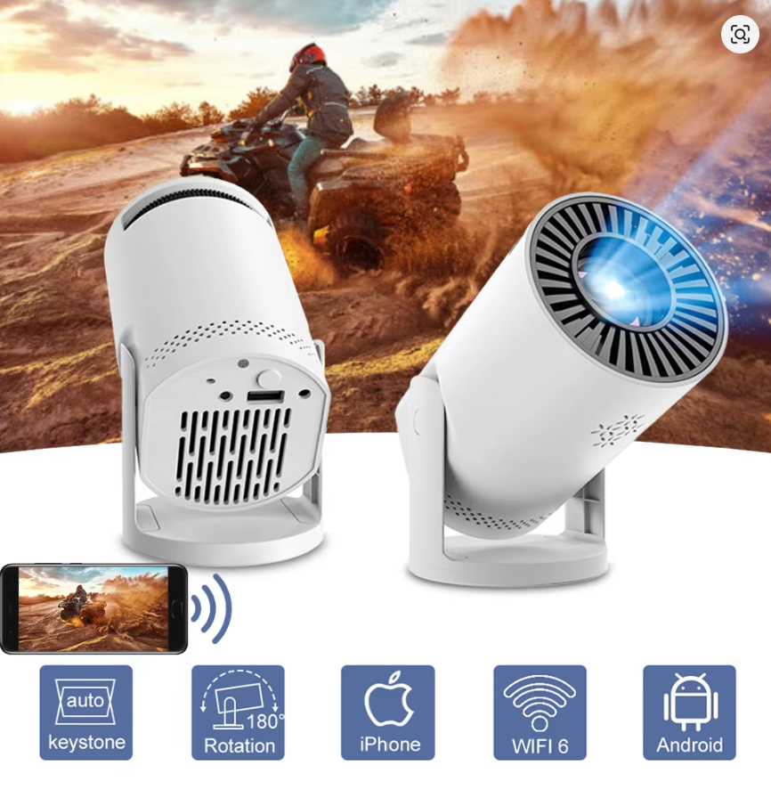 Smart WiFi 6 Home Cinema Projector – iOS & Android Compatible