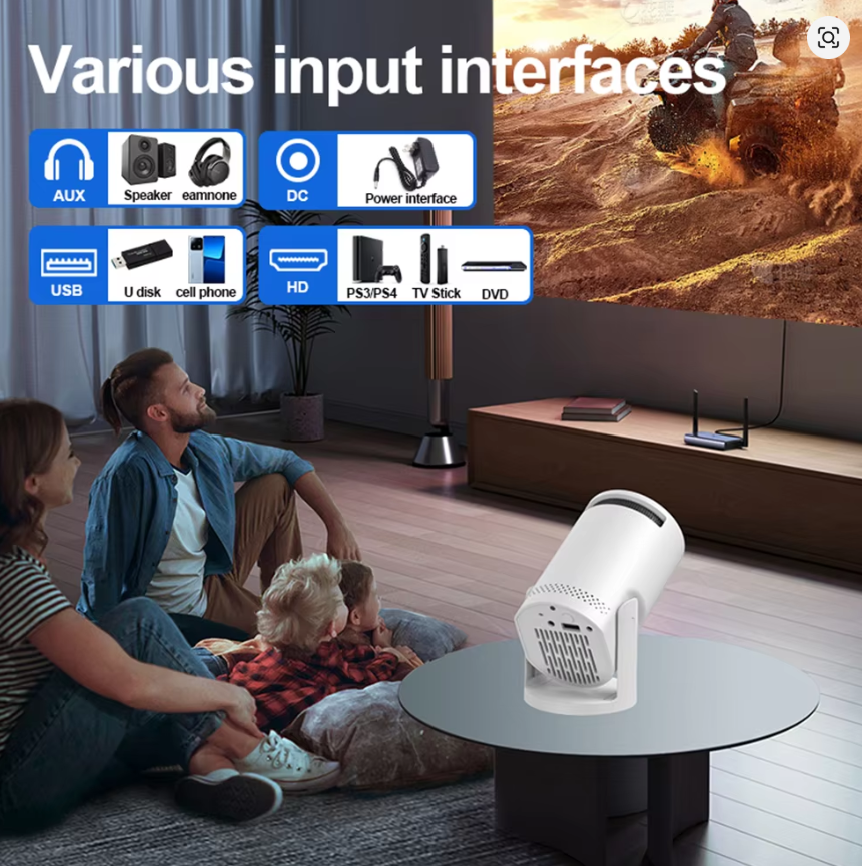 Smart WiFi 6 Home Cinema Projector – iOS & Android Compatible