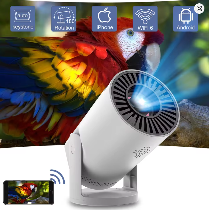 Smart WiFi 6 Home Cinema Projector – iOS & Android Compatible