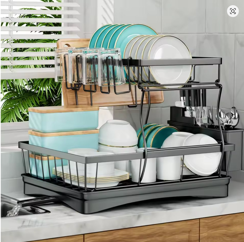 Space-Saving 2-Tier Dish Drying Rack – Large Capacity, Removable & Perfect for Busy Kitchens