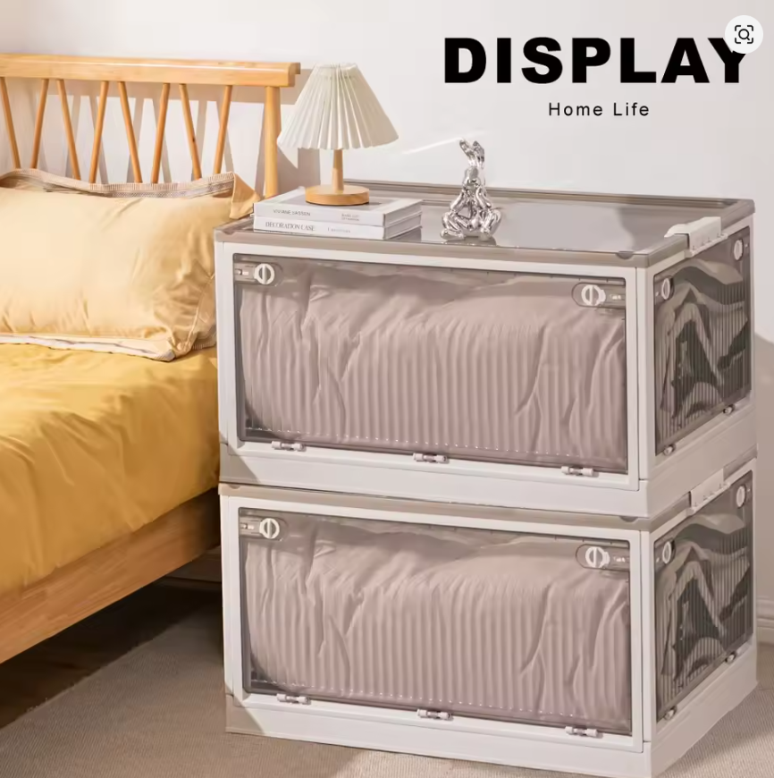 Foldable Clear Storage Box with Wheels – Large Capacity, Stackable & Easy-Move Organiser