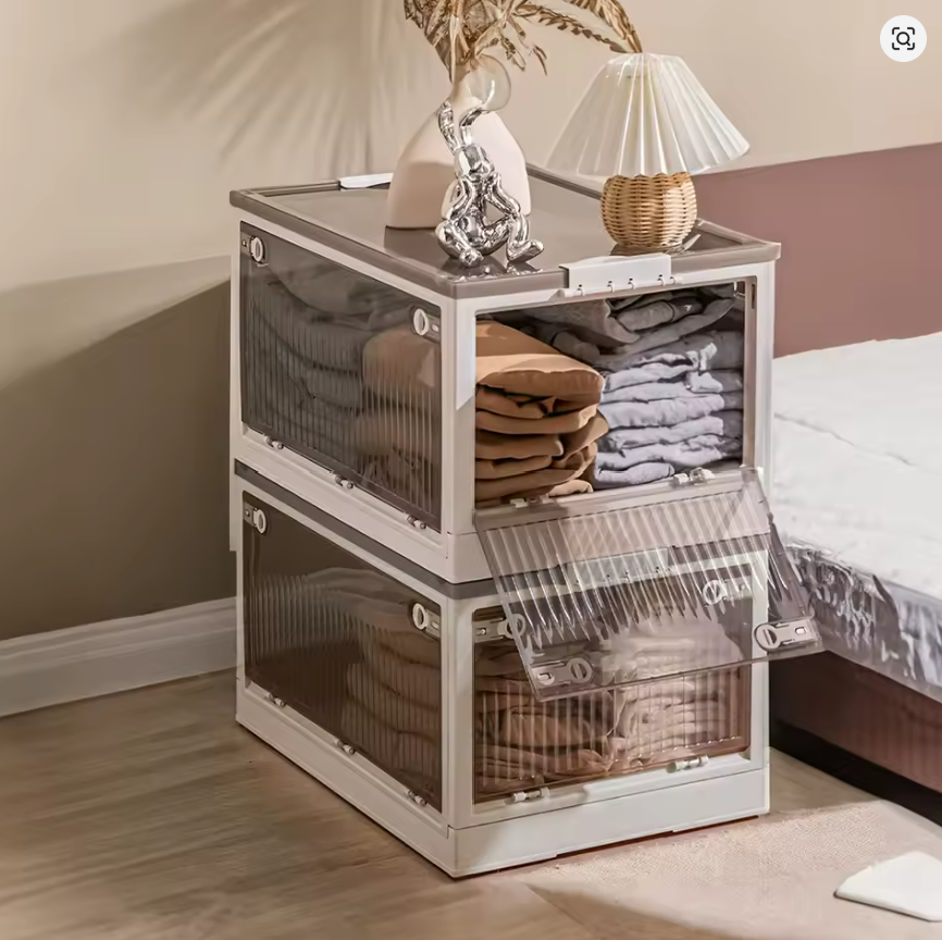 Foldable Clear Storage Box with Wheels – Large Capacity, Stackable & Easy-Move Organiser