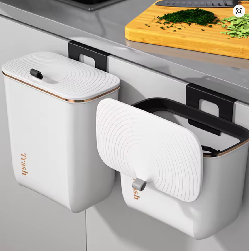 Lifeideas Hanging Kitchen Waste Bin with Lid – Wall-Mounted Cabinet Bin for Under Sink Use