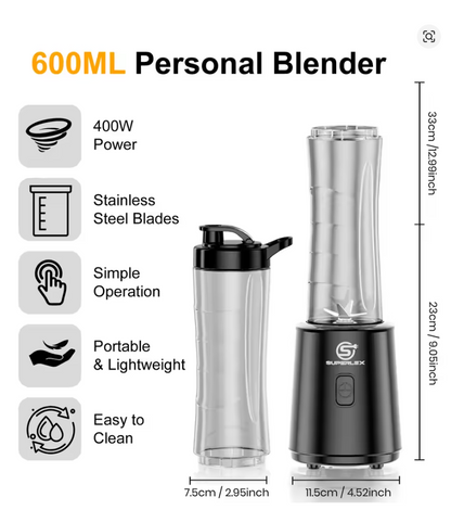 Portable Electric Juicer 600ml – Powerful Ice Crushing Blender