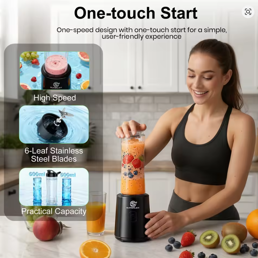 Portable Electric Juicer 600ml – Powerful Ice Crushing Blender