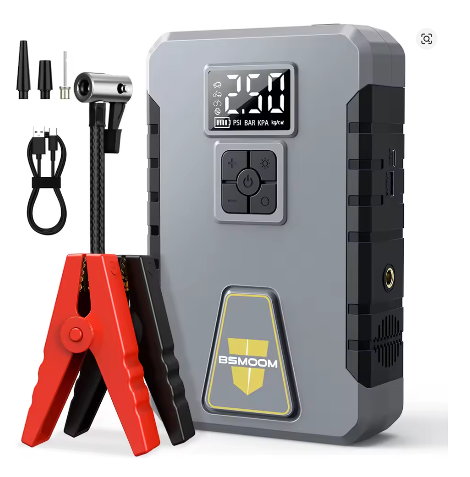 Portable Car Battery Jump Starter with Digital Display & Power Bank